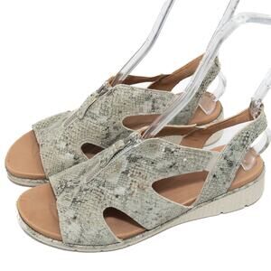 Nurture Sersey Snake Print Leather Zipper Wedge Sandals Size 10